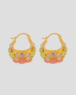 Shooka Women's Wide Hoop Earrings with Pastel Gemstones & Crystals