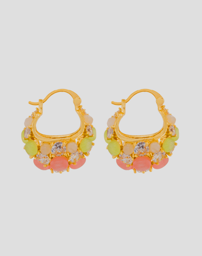 Shooka Women's Wide Hoop Earrings with Pastel Gemstones & Crystals