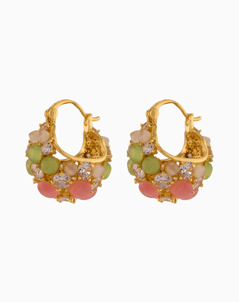 EAWGOCXX01000027 Shooka Women's Wide Hoop Earrings with Pastel Gemstones & Crystals