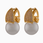 Shooka Women's Pearl Drop Huggie Hoop Earrings with Pave Crystals