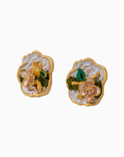 `Shooka Women’s Enamel Flower Stud Earrings