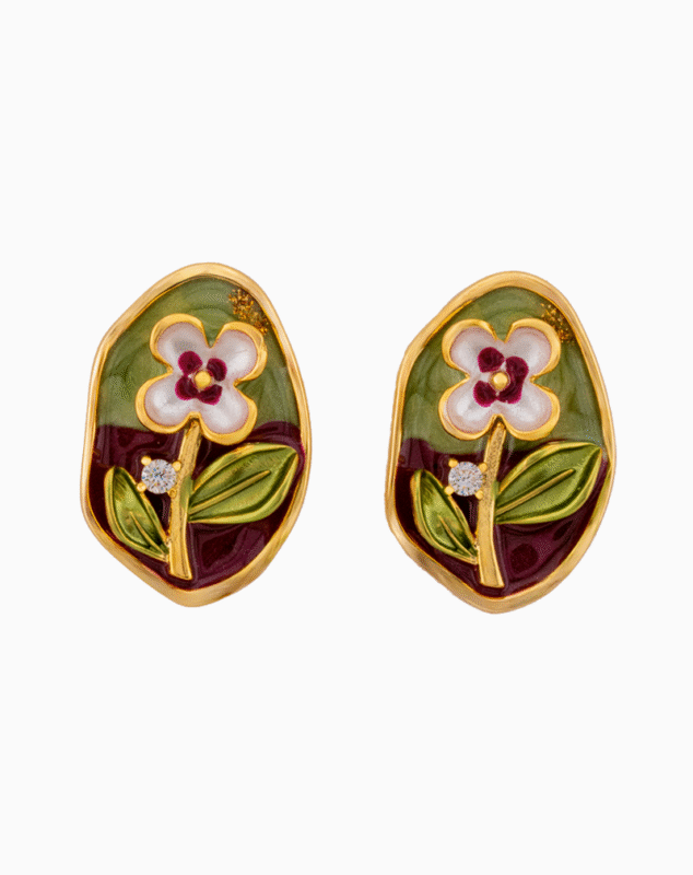 Shooka Handmade Enamel Flower Stud Earrings for Women