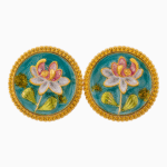 Shooka Handmade Enamel Lotus Flower Statement Earrings