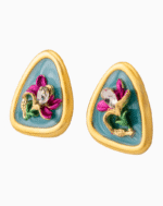 `Shooka Triangular Orchid Enamel Stud Earrings