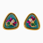 `Shooka Triangular Orchid Enamel Stud Earrings