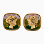 `Shooka Vintage Cameo Enamel Stud Earrings