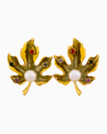 `Shooka Autumn Leaf Pearl & Crystal Enamel Earrings