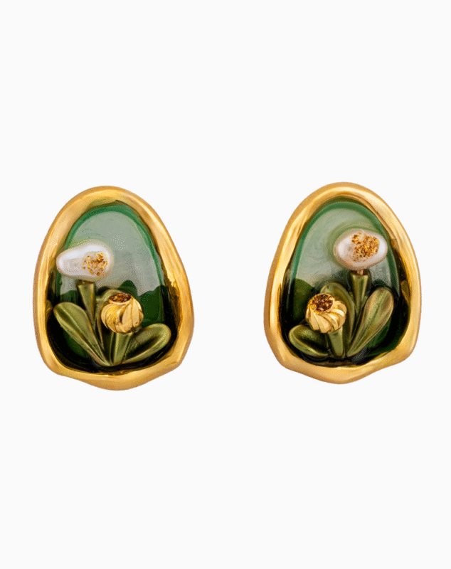 `Shooka Artistic Miniature Garden Enamel & Pearl Earrings