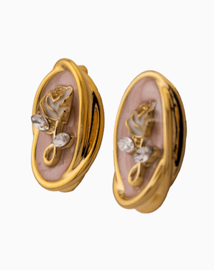 `Shooka Vintage White Rose Clip-On Earrings