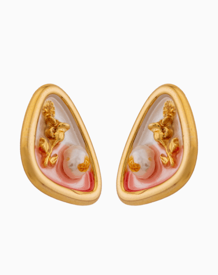 `Shooka Artistic Cherub & Pearl Stud Earrings