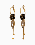 Shooka 4-in-1 Modular Gold-Plated Black Flower Earrings