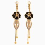 Shooka 4-in-1 Modular Gold-Plated Black Flower Earrings