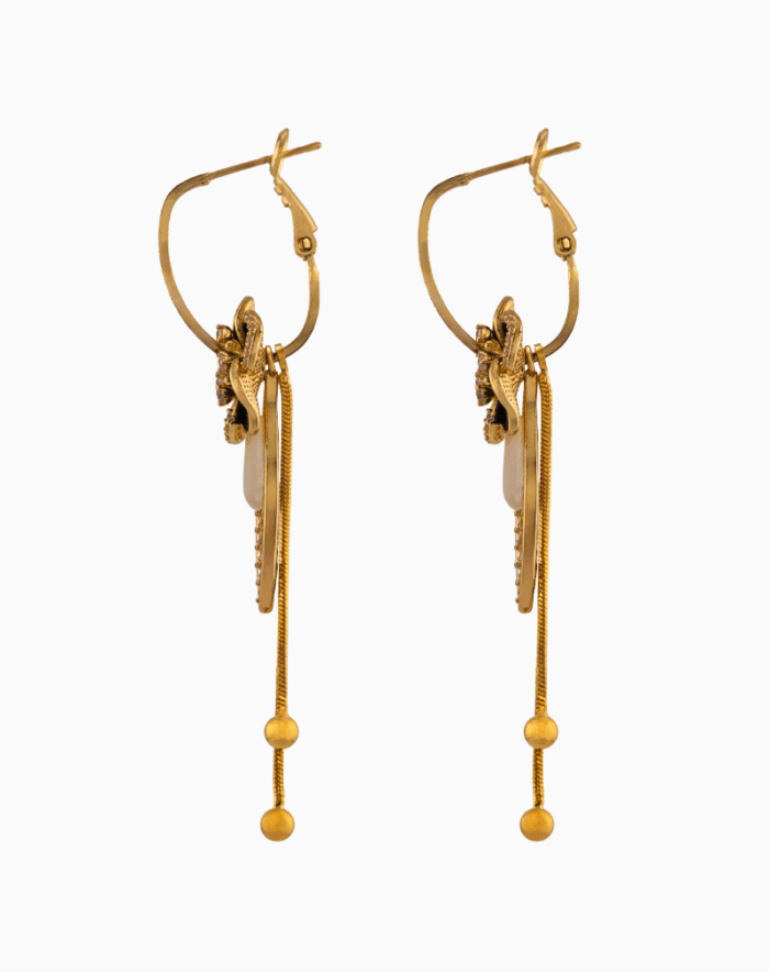 Shooka 4-in-1 Modular Gold-Plated Black Flower Earrings