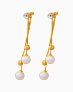 Shooka Women's White Pearl & Gold Dangle Earrings