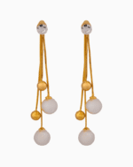 Shooka Women's White Pearl & Gold Dangle Earrings