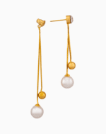 Shooka Women's White Pearl & Gold Dangle Earrings