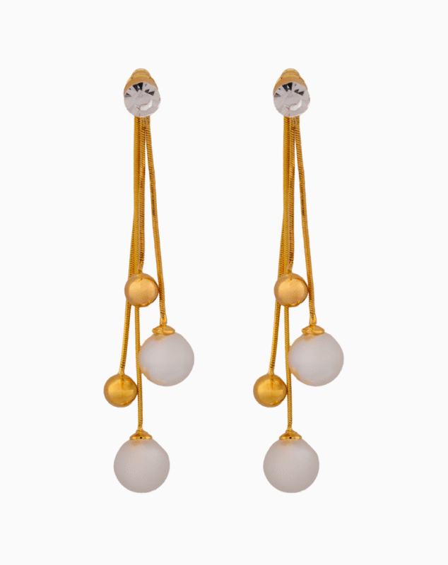 Shooka Women's White Pearl & Gold Dangle Earrings