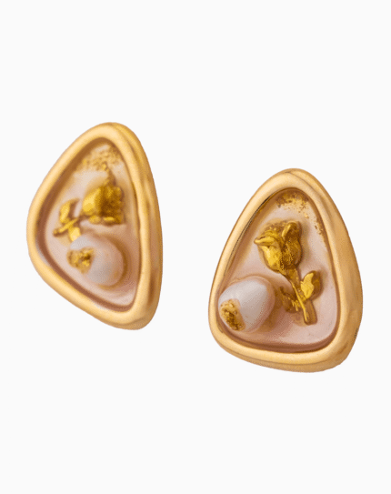 `Shooka Golden Rose & Baroque Pearl Earrings