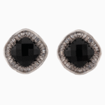 Shooka Women's Black Stone & Silver Pave Stud Earrings
