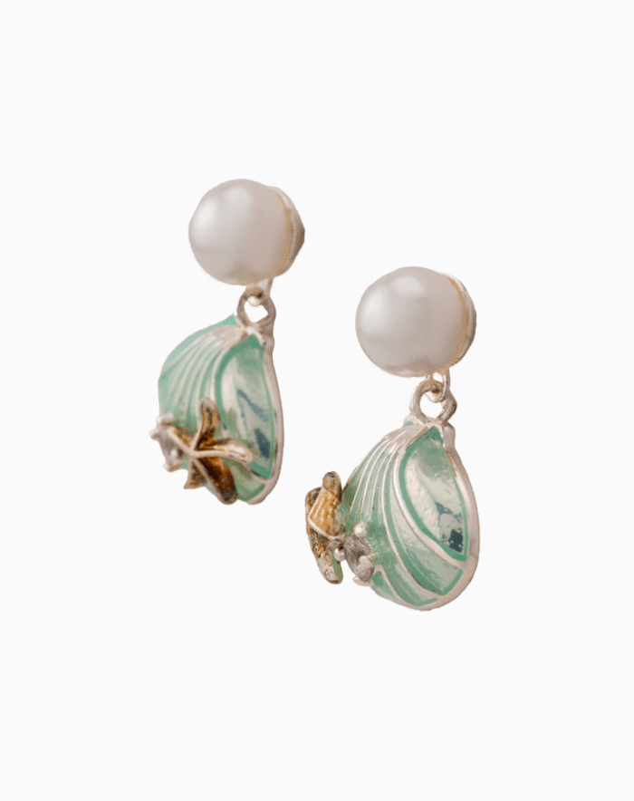 `Shooka Seashell & Pearl Dangle Earrings