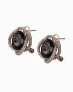 Shooka Silver-Plated Smoky Crystal Nest Earrings