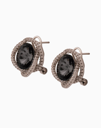 Shooka Silver-Plated Smoky Crystal Nest Earrings