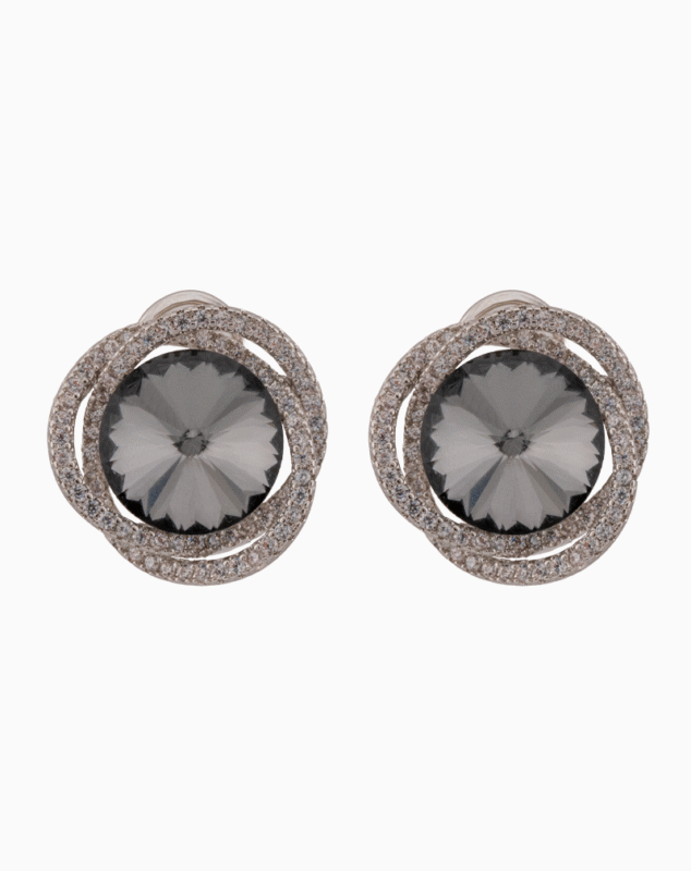 Shooka Silver-Plated Smoky Crystal Nest Earrings