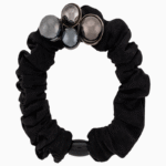 Shooka Black Scrunchie with Hematite / Gunmetal Bead Cluster
