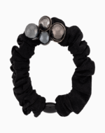 Shooka Black Scrunchie with Hematite / Gunmetal Bead Cluster