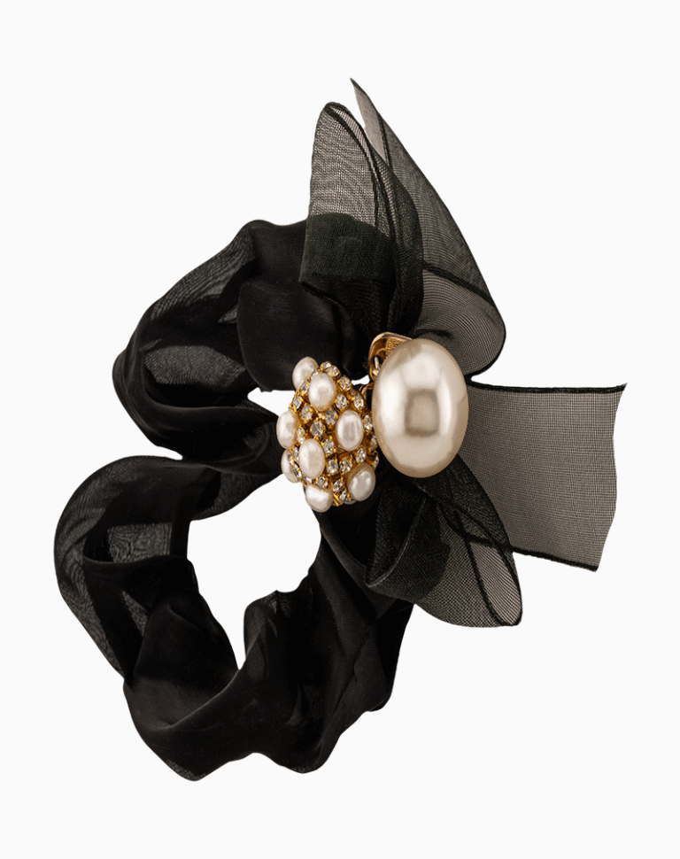 صفحه اصلی Shoucka Pearl Bow Scrunchie | Classic & Elegant Hair Accessory