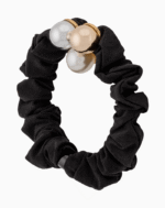 Shooka Black Scrunchie with Gold, Silver & Pearl Sphere Charm