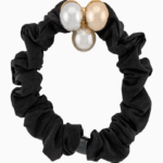 Shooka Black Scrunchie with Gold, Silver & Pearl Sphere Charm