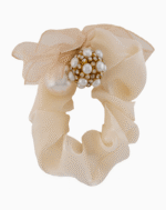 Shoucka Cream Pearl Bow Scrunchie | Elegant & Romantic Hair Tie