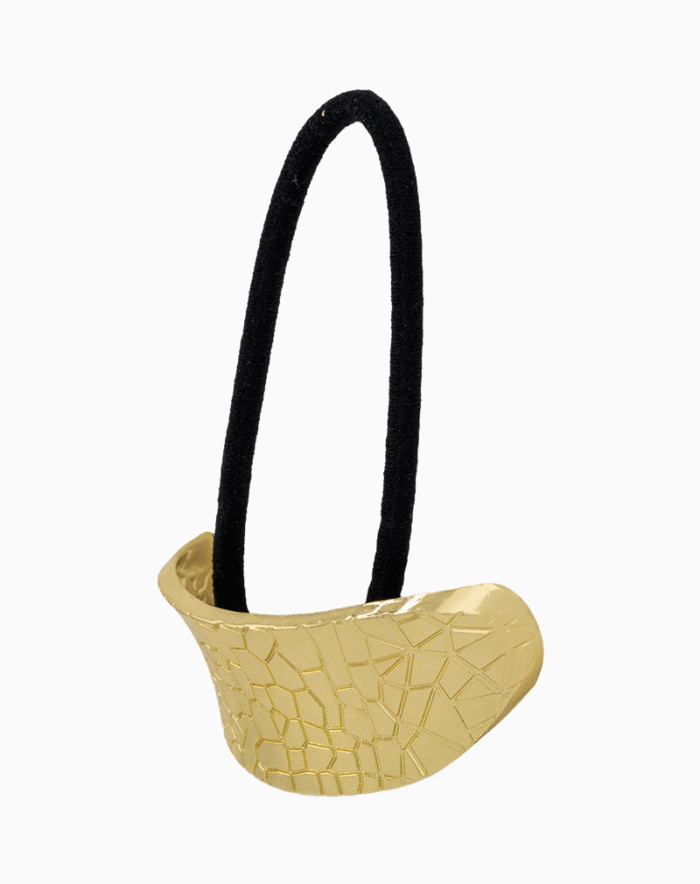 HEWGOSXX01000008-1 Shoucka Gold Stone Texture Cuff Hair Tie | Unique Women's Accessory