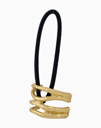 Shoucka Double Hammered Cuff Gold Hair Tie | Artistic Boho Accessory