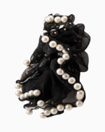 `Shooka Black Organza Scrunchie with Pearls