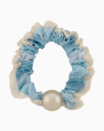 `Shooka Blue Watercolor Lace Scrunchie with Pearl