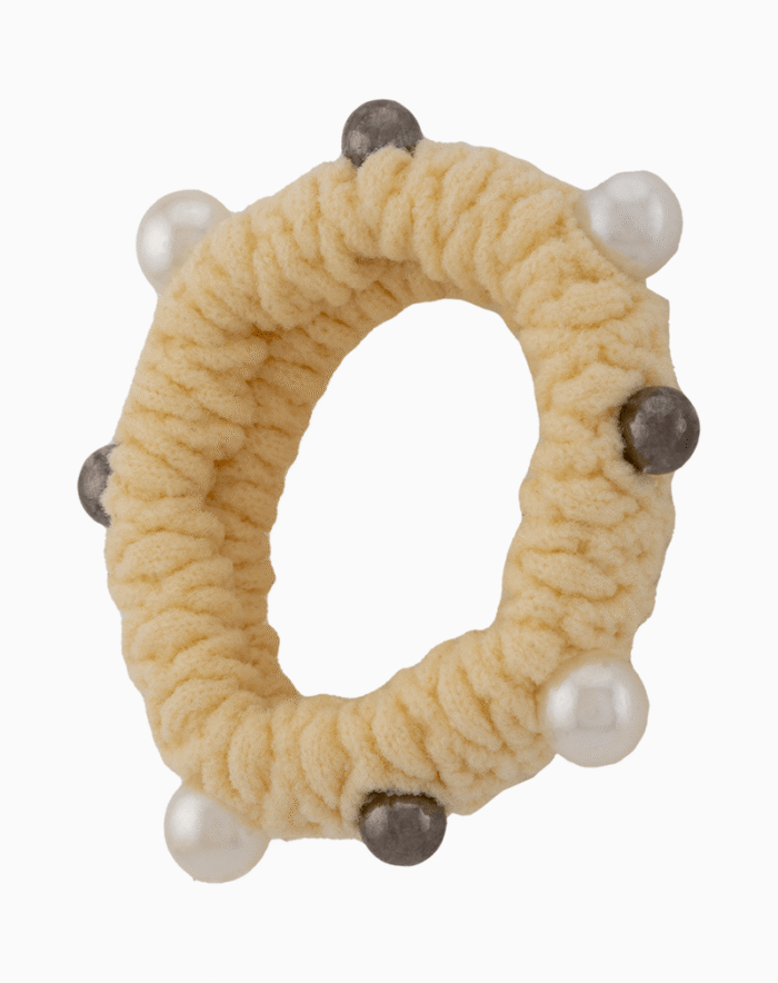 `Shooka Knitted Hair Tie with Pearl & Metallic Beads