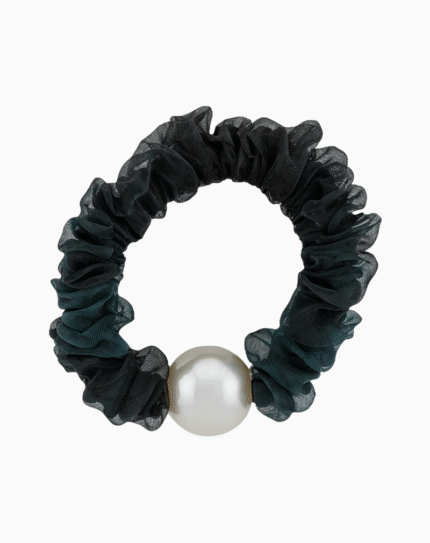 `Shooka Black Tulle Pearl Scrunchie