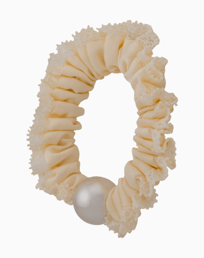 `Shooka Cream Lace & Pearl Scrunchie