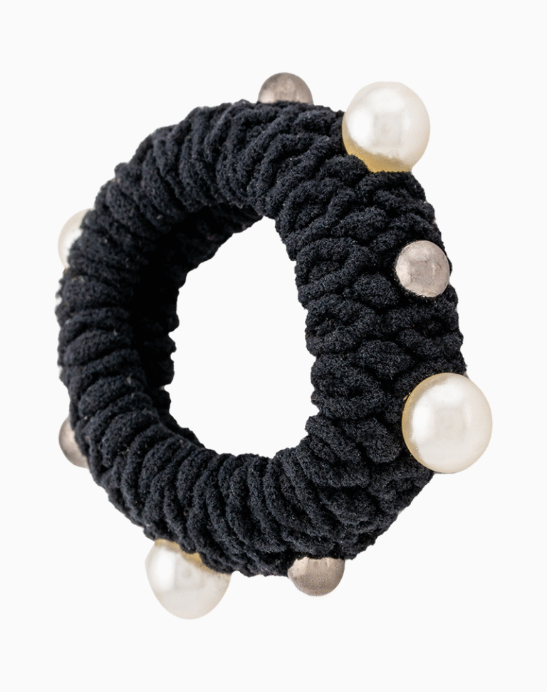 صفحه اصلی Shooka Black Knitted Hair Tie with Pearl & Metallic Beads
