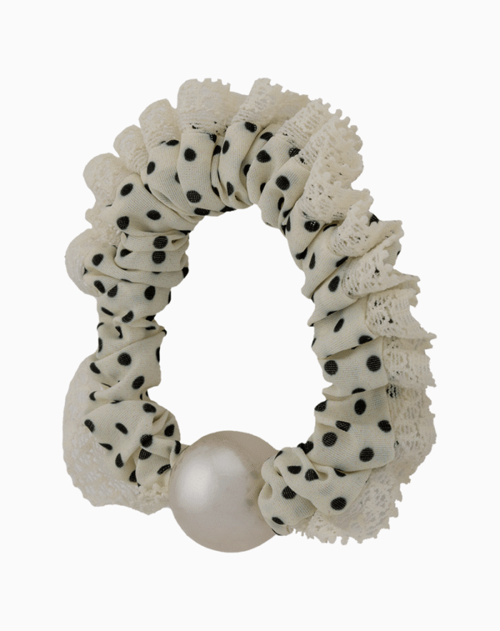 `Shooka Cream Polka Dot Scrunchie