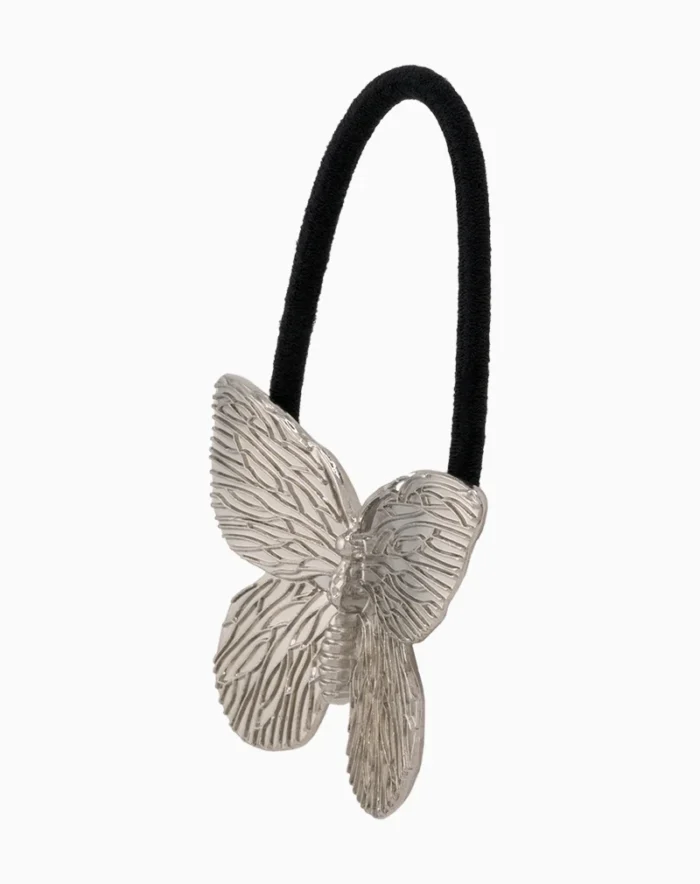 HEWSVSXX02000001-1 Shoucka Silver Butterfly Hair Tie | Modern Steel Hair Accessory