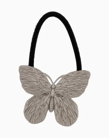 Shoucka Silver Butterfly Hair Tie | Modern Steel Hair Accessory