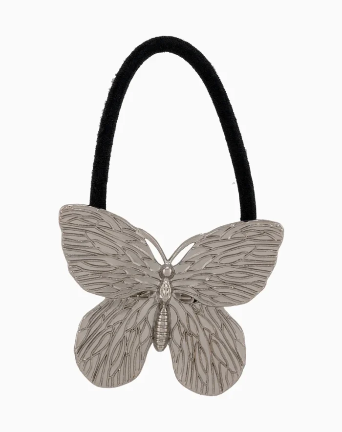 Shoucka Silver Butterfly Hair Tie | Modern Steel Hair Accessory