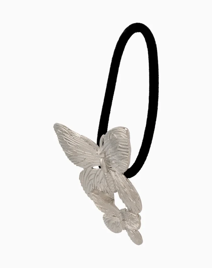 Shoucka Silver Double Butterfly Hair Tie | Modern Hair Jewelry