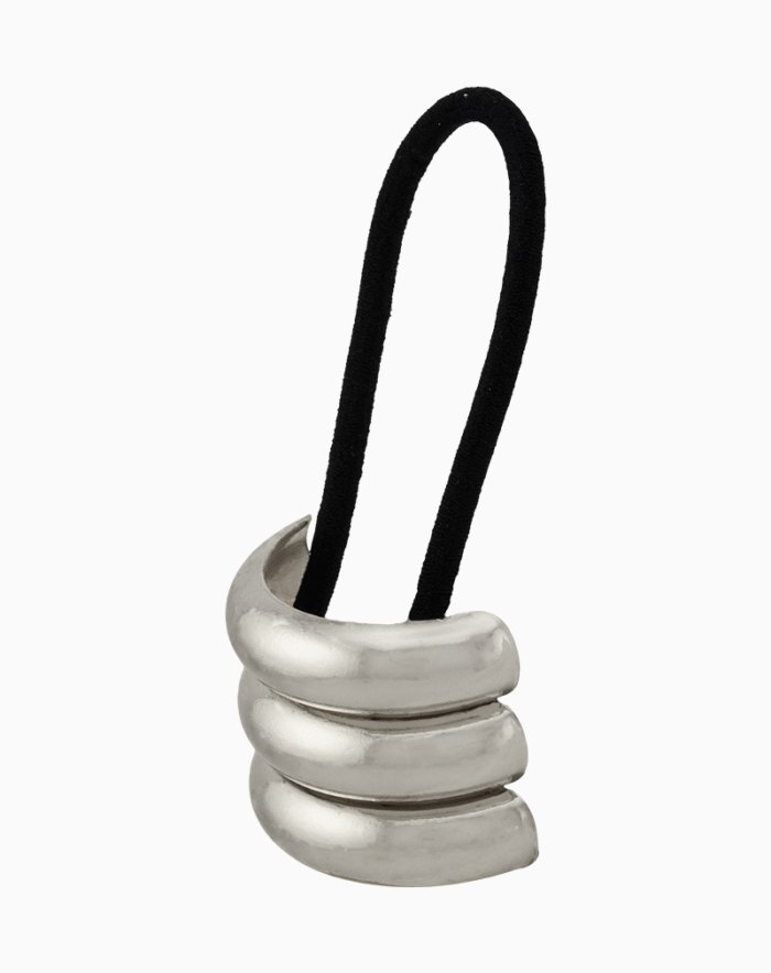 HEWSVSXX02000004-1 Shoucka Silver Triple Band Hair Cuff | Architectural Ponytail Holder