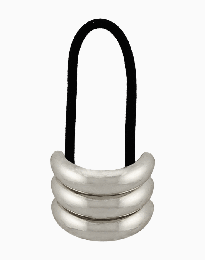 Shoucka Silver Triple Band Hair Cuff | Architectural Ponytail Holder