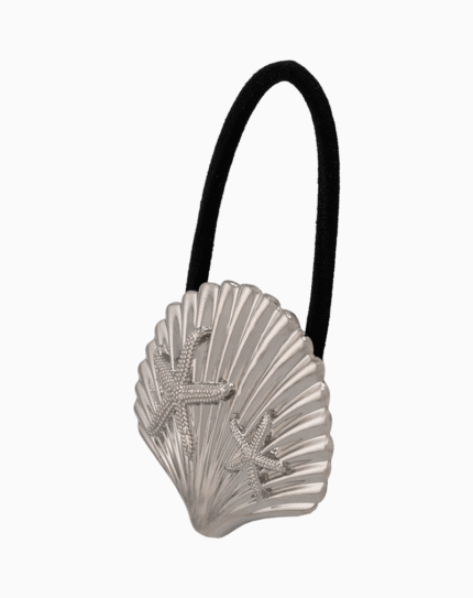 Shoucka Silver Seashell Hair Tie with Crystal Starfish | Sparkly Nautical Accessory