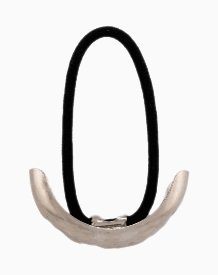 Shoucka Double Layer Cuff Silver Hair Tie | Modern Hammered Accessory